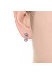 .925 Sterling Silver Cubic Zirconia Halo Flower Post Drop Earrings