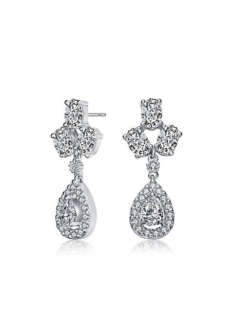 .925 Sterling Silver Multi Shaped Cubic Zirconia Accent Drop Earrings