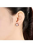 .925 Sterling Silver Rose Gold And Black Plated Cubic Zirconia Square Studs
