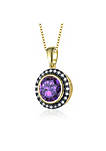 14k  Gold Plated Round Purple Cubic Zirconia Pendant Necklace