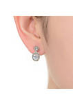 .925 Sterling Silver Cubic Zirconia Halo Cluster Post Drop Earrings