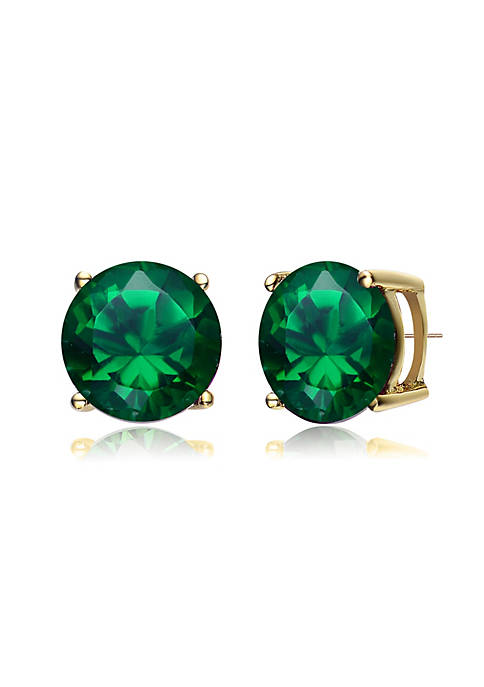 Rozzato .925 Sterling Silver Gold Plated Emerald Cubic