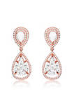 .925 Sterling Silver Rose Gold Plated Howlite Cubic Zirconia Halo Drop Earrings