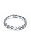 .925 Sterling Silver Clear Cubic Zirconia Circle Link Bracelet