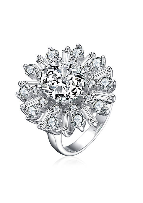 Rozzato .925 Sterling Silver Cubic Zirconia Accent Flower