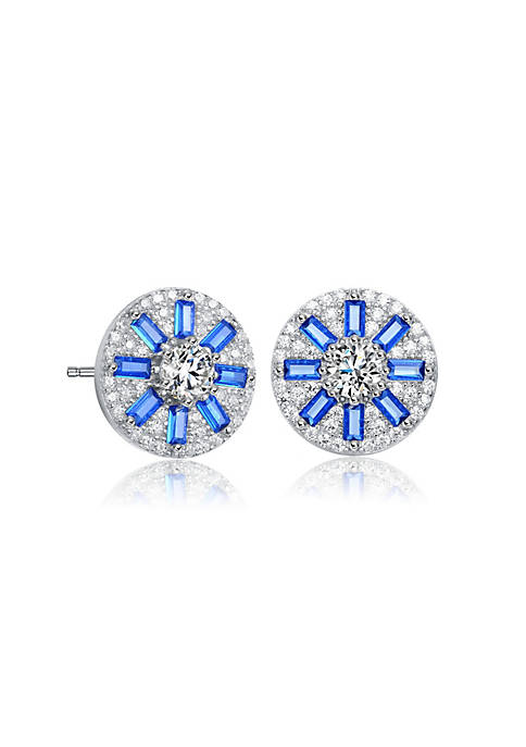 Rozzato .925 Sterling Silver Blue And Clear Cubic