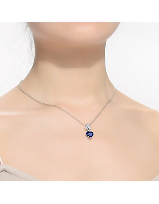 Rozzato Rhodium Plated Heart Pendant Necklace With Diamond 