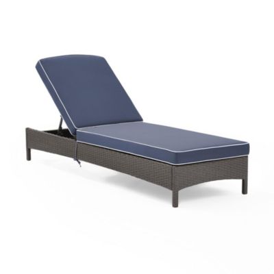 Crosley Furniture Palm Harbor Outdoor Wicker Chaise Lounge Navy/weathered Gray