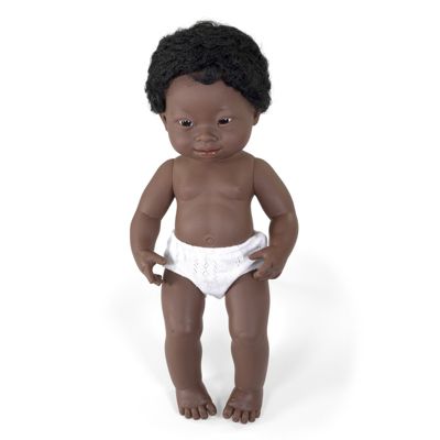 Miniland Educational Corporation Anatomically Correct 15"" Baby Doll, Down Syndrome African-American Boy -  8413082310899