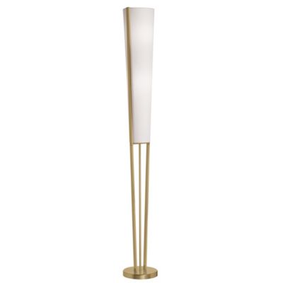 Dainolite 2 Light Incandescent Floor Lamp, Aged Brass With White Shade, Silver -  065214072274