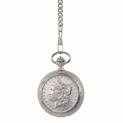 Upm Global Brilliant Uncirculated Morgan Silver Dollar Coin Pocket Watch -  756132139605