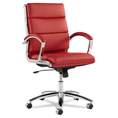 Alera Neratoli Series Mid-Back Swivel/tilt Chair,soft Leather, Chrome Frame, Red -  042167392178