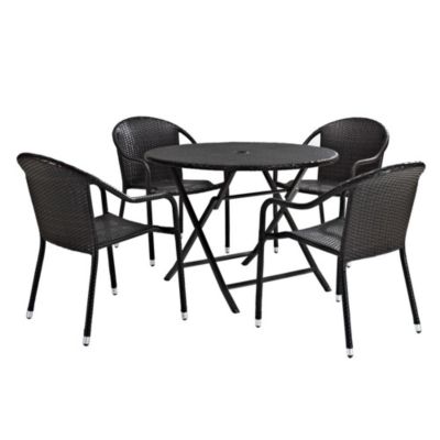 Crosley Furniture Palm Harbor 5Pc Outdoor Wicker Dining Set Brown - Table & 4 Chairs