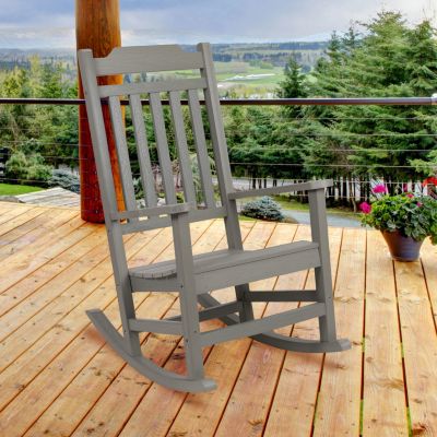Emma And Oliver All-Weather Poly Resin Wood Rocking Chair - Patio And Backyard Furniture, Gray -  889142919070