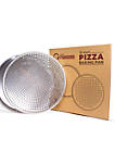 Pizza Pan Bundle: 12" Perforated & 12" Flat Nonstick Pizza Tray Bundle, 2-Piece Set