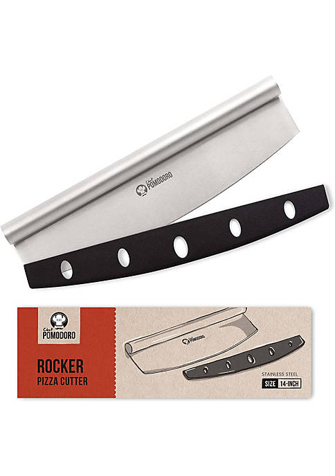 Chef Pomodoro Pizza Cutter Rocker Knife with Protective