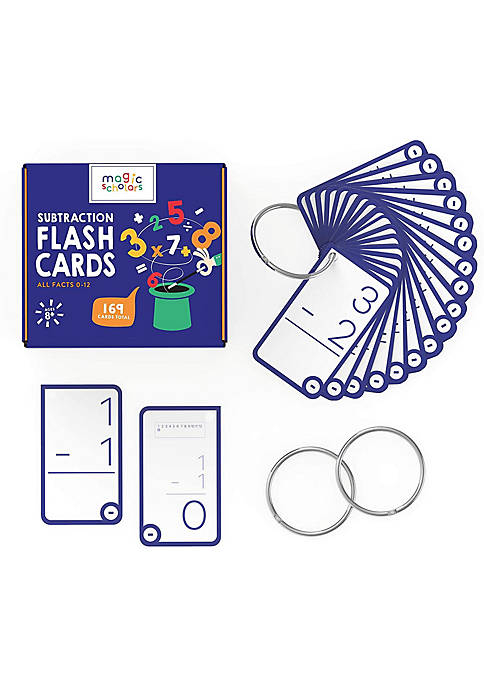 Educational Subtraction Flash Cards (0-12), 169 Cards with Two Rings
