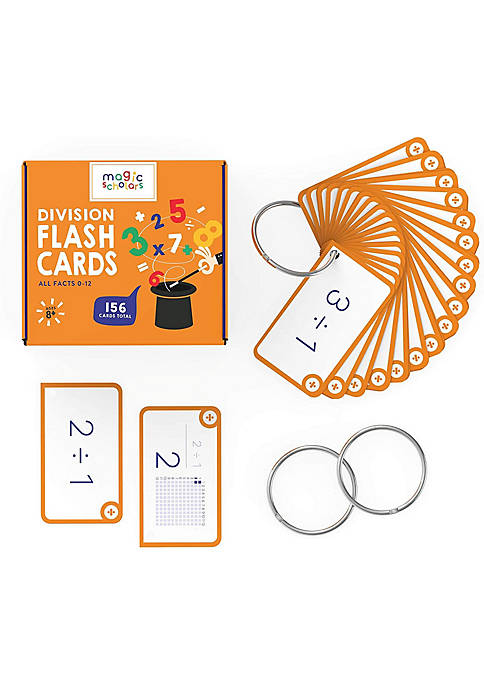 Educational Division Flash Cards, 169 Cards with Two Rings (0-12 Division)
