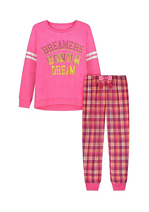 Sleep On It Girls Dreamers Gonna Dream Brushed Jersey 2-Piece Pajama Sleep Set