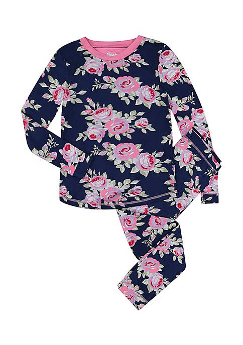 Sleep On It Girls Blooming Roses Super Soft Snug Fit 2-Piece Pajama Sleep Set