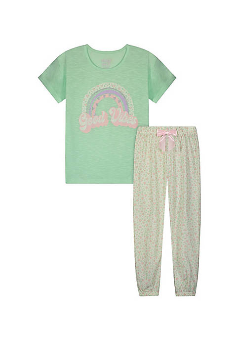 Sleep On It Girls Good Vibes 2-Piece Pajama