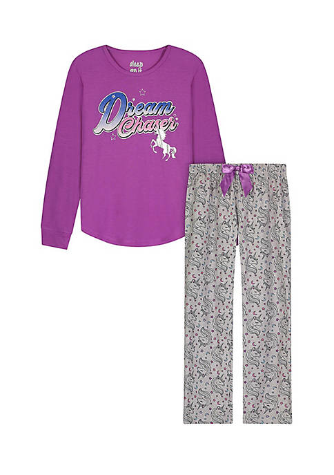 Sleep On It Girls Dream Chaser Brushed Jersey 2-Piece Pajama Sleep Set