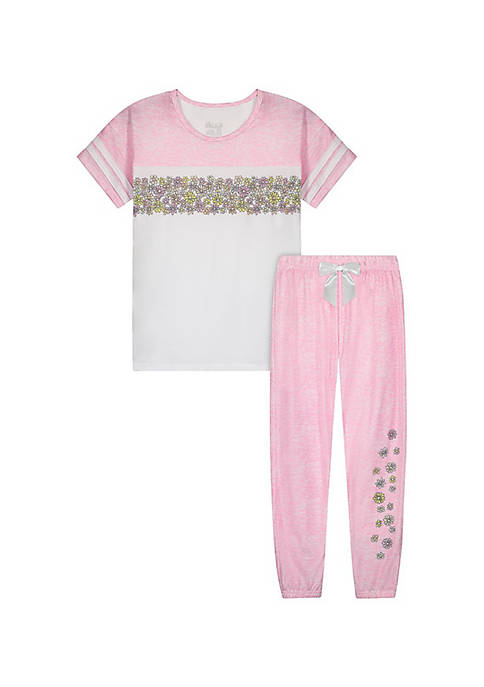 Sleep On It Girls Candy Florals 2-Piece Pajama