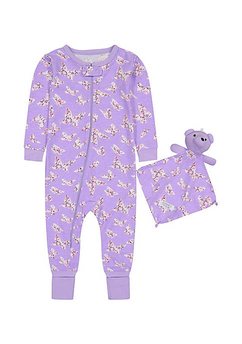Sleep On It Infant Girls Butterfly Blossom Zip-Front