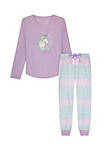 Sleep On It Girls Shining Unicorn Soft Fleece 2-Piece Pajama Sleep Set