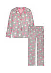 Sleep On It Girls Starry Night 2-Piece Button Up Fleece Coat Pajama Sleep Set