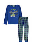 Sleep On It Boys Weekend Warrior Plaid Brushed Jersey 2-Piece Pajama Sleep Set