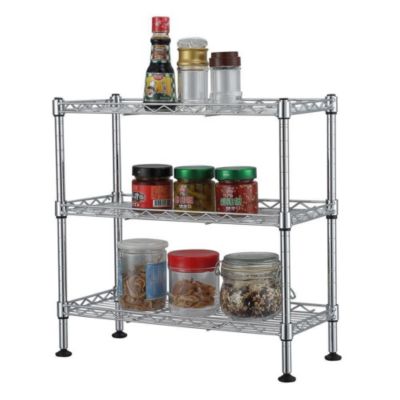 3-Shelf Iron Spice Rack Pewter, 14-1/4 x 3 x 12-1/2 H | The Container Store