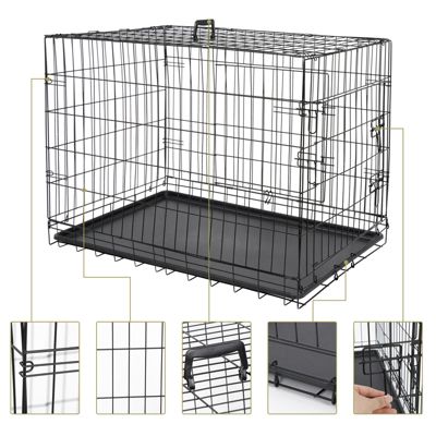 Segawe Pets Dog Crate Double Door Folding Metal, 36-Inches Black