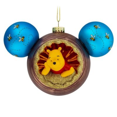 Disney Parks Mickey Icon Glass Ornament With Winnie The Pooh Owl New With Tag