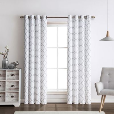 Kate Aurora Modern Geo 3 Pc Kitchen Curtain Tier & Valance Set - 56 in. W x  24 in. L, Gray