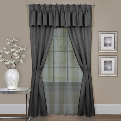 Kate Aurora Modern Geo 3 Pc Kitchen Curtain Tier & Valance Set - 56 in. W x  24 in. L, Gray