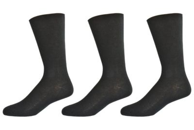 Sierra Socks Men's Diabetic True Rib Combed Cotton Crew Socks, 3 Pair Pack Cotton Crew Socks For Men, Black, 10-13 -  650348942540