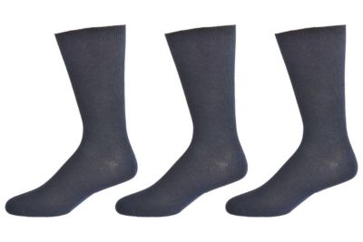Sierra Socks Men's Diabetic True Rib Combed Cotton Crew Socks, 3 Pair Pack Cotton Crew Socks For Men, Navy Blue, 10-13 -  650348942533
