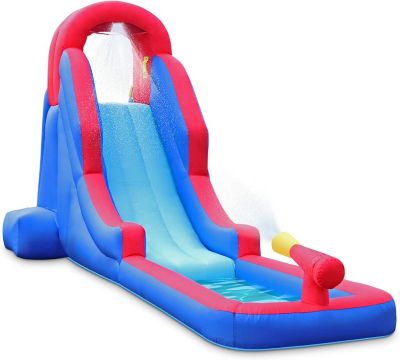 Sunny & Fun Deluxe Inflatable Water Slide Park â Heavy-Duty Nylon For Outdoor Fun - Climbing Wall, Slide, & Small Splash Pool â Easy To Set Up &, -  843812134132