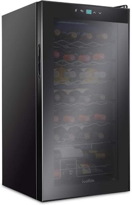 Ivation 24-Bottle Compressor Freestanding Wine Cooler Refrigerator - Black