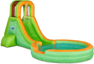 Sunny & Fun Inflatable Single Ring Water Slide Park â Heavy-Duty For Outdoor Fun - Climbing Wall, Slide & Deep Pool â Easy To Set Up & Inflate