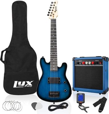 Lyxpro 30 Inch Electric Guitar Starter Kit Bundle For Kids With 3/4 Size BeginnerâS Guitar, Amp, Six Strings, Two Picks, Shoulder Strap, Digital, Bl -  843812127363