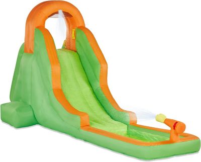 Sunny & Fun Compact Inflatable Water Slide Park â Heavy-Duty Nylon For Outdoor Fun - Climbing Wall, Slide, & Small Splash Pool â Easy To Set Up &