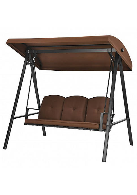 Costway Outdoor 3-Seat Porch Swing with Adjust Canopy