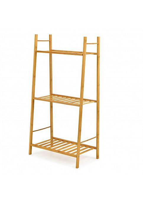 Costway 3 Tiers Vertical Bamboo Plant Stand-Brown