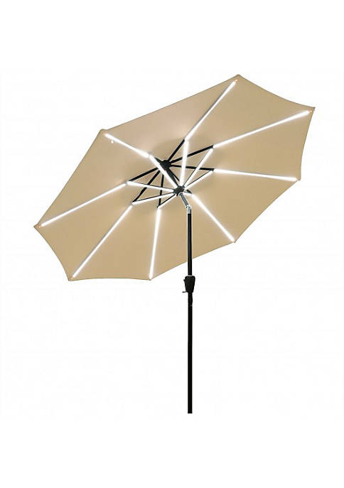 Costway 9Ft Solar LED Market Umbrella with Aluminum