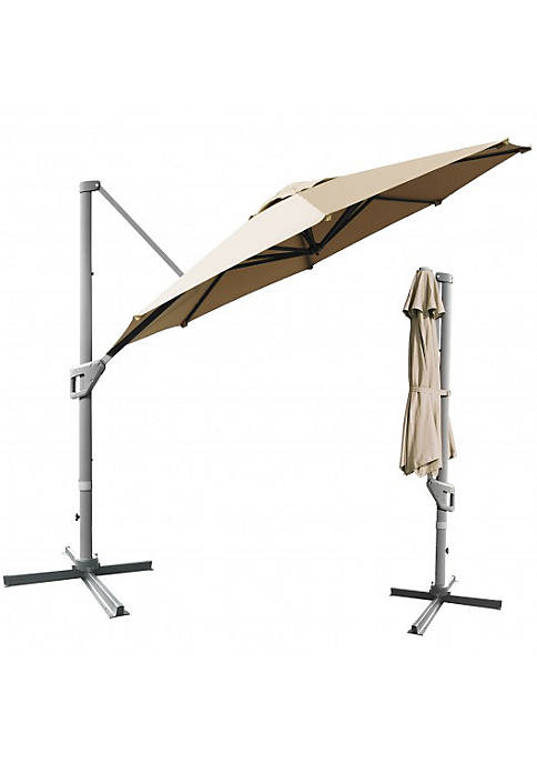 Costway 11ft Patio Offset Umbrella with 360° Rotation
