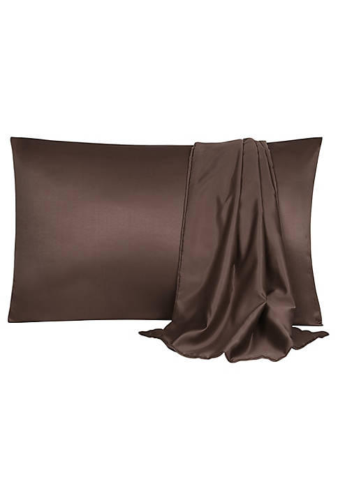 PiccoCasa 2 Pack Silk Satin Solid Pillowcase for