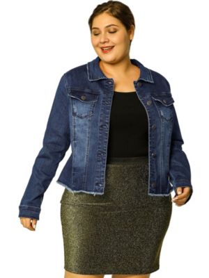 Agnes Orinda Women's Plus Size Denim Jacket Button Front Crop Jean Short  Sleeve Trucker Jackets Blue 1X : : Clothing, Shoes & Accessories