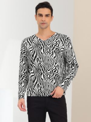  Lars Amadeus Men's Tiger Print Shirt Short Sleeves